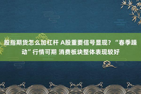 股指期货怎么加杠杆 A股重要信号显现？“春季躁动”行情可期 消费板块整体表现较好