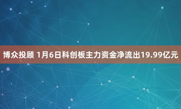 博众投顾 1月6日科创板主力资金净流出19.99亿元