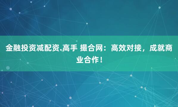 金融投资减配资.高手 撮合网：高效对接，成就商业合作！